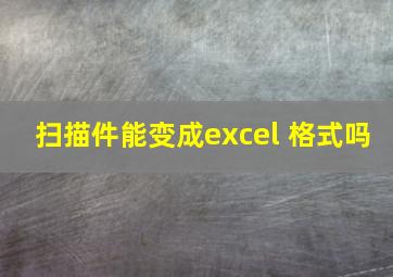 扫描件能变成excel 格式吗